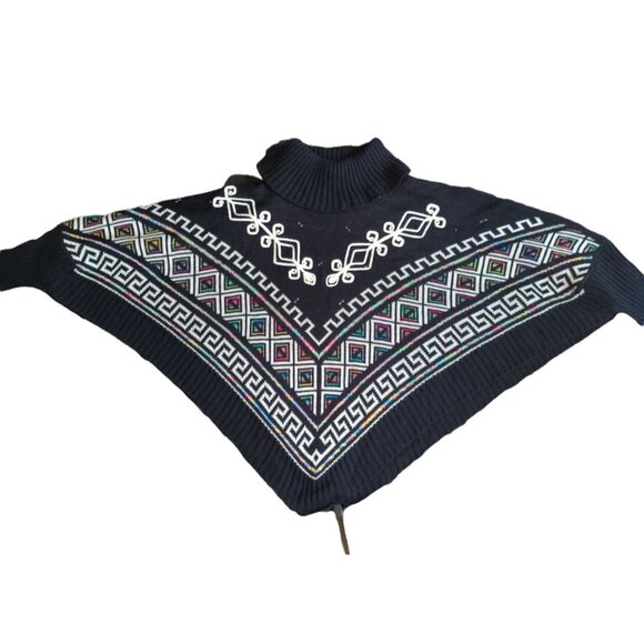 NWT Loana Lady Boutique Tribal Poncho Sweater One Size - Picture 6 of 10